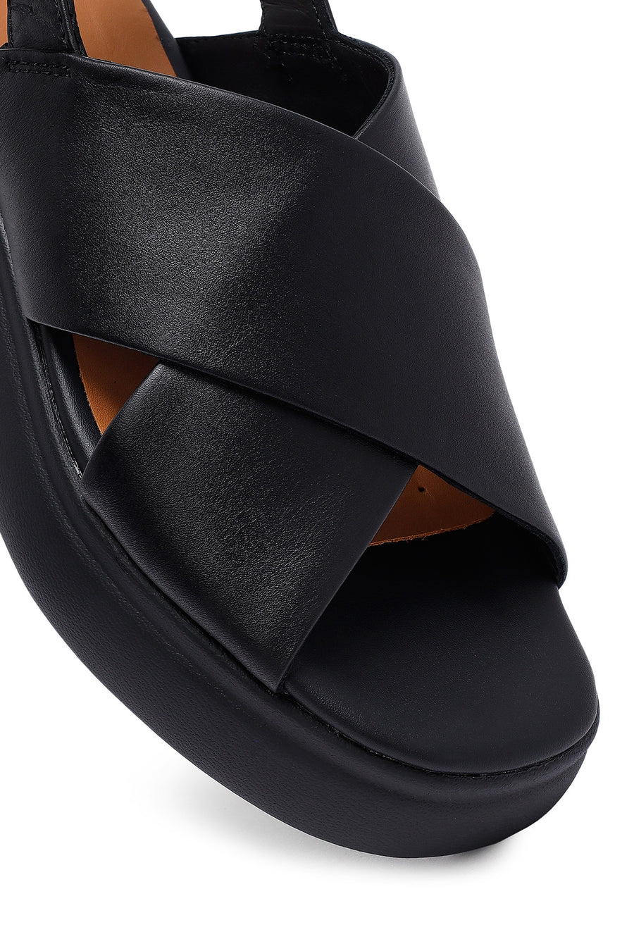 Geox Women's Black Spherica Ec4 Ankle Strap Thick Soled Leather Sandals