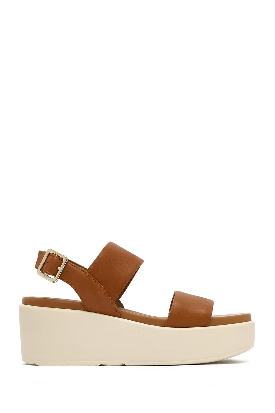 Geox Women Tan Ankle Buckle Thick Sole Leather Sandal D45M1A00043C2112 | Derimod
