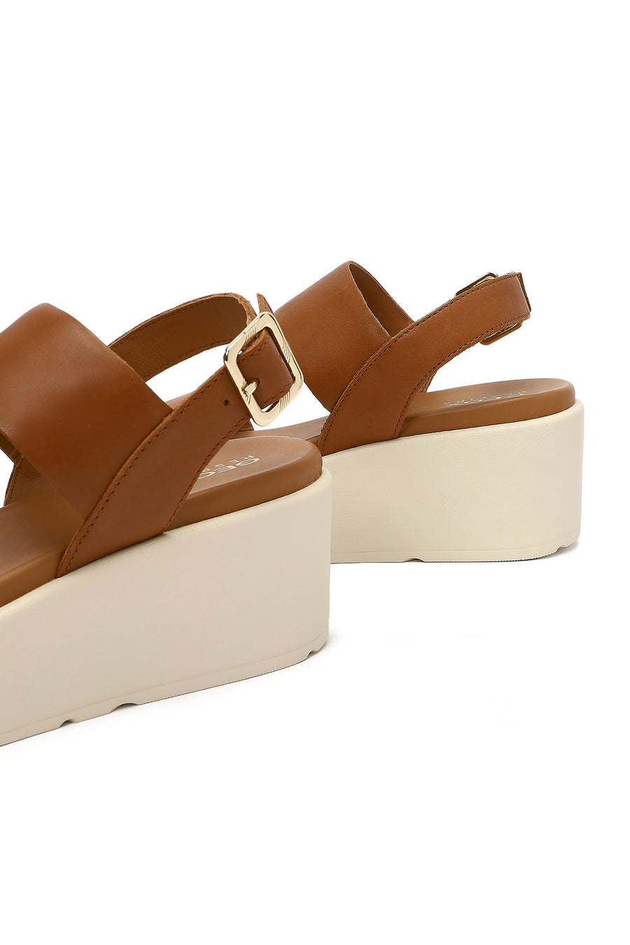 Geox Women Tan Ankle Buckle Thick Sole Leather Sandal