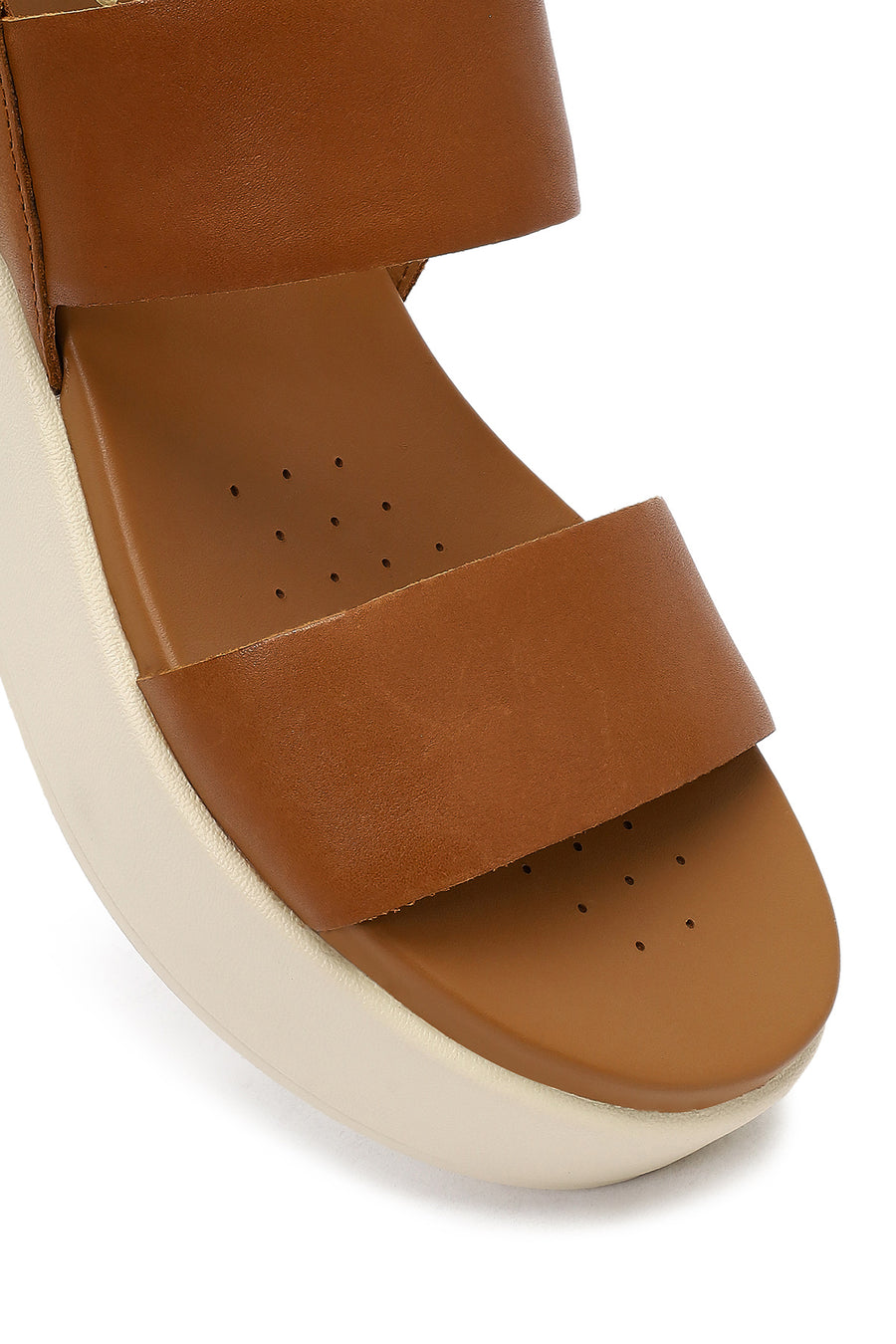 Geox Women Tan Ankle Buckle Thick Sole Leather Sandal