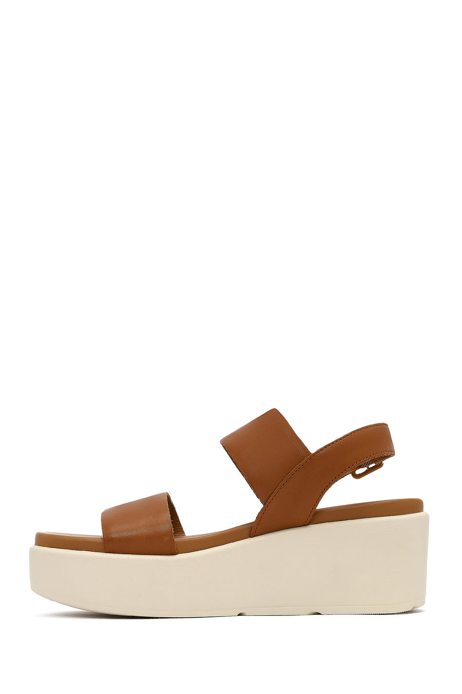 Geox Women Tan Ankle Buckle Thick Sole Leather Sandal