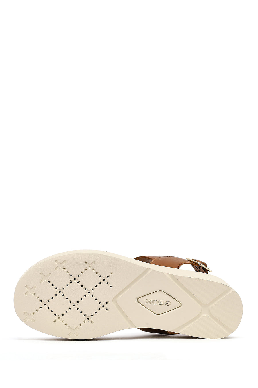 Geox Women Tan Ankle Buckle Thick Sole Leather Sandal