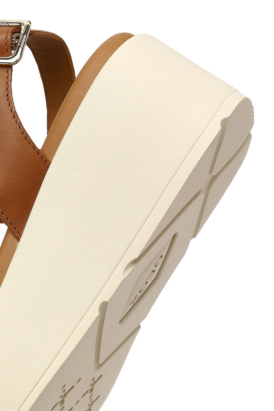 Geox Women Tan Ankle Buckle Thick Sole Leather Sandal