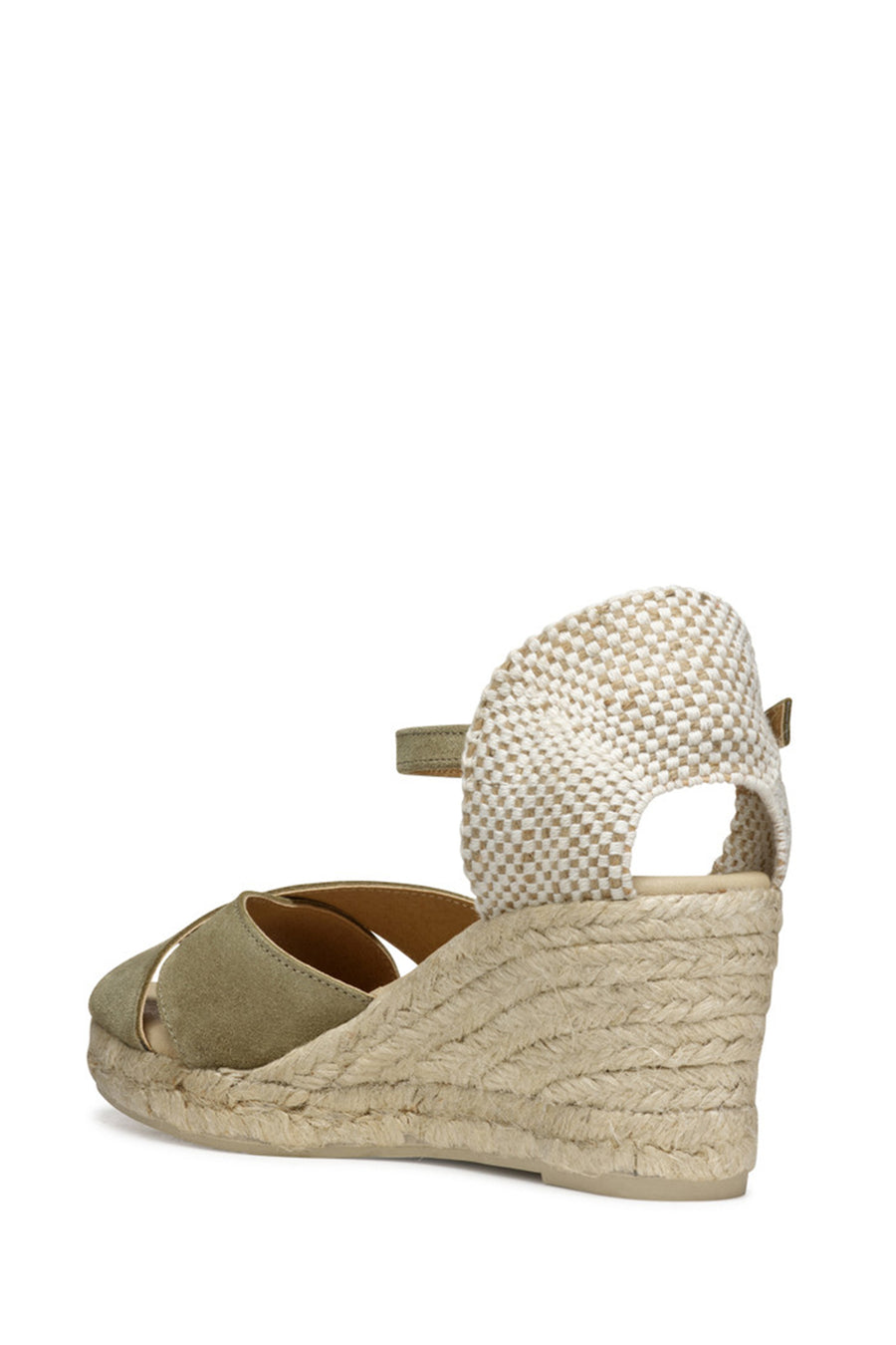 Geox Women Green Gelsa Low Ankle Buckle Wedge Heel Suede Leather Espadrille
