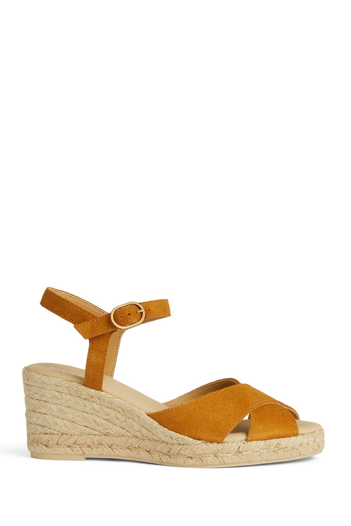 Geox Women Yellow Gelsa Low Wedge Heel Suede Leather Espadrille Sandal D45NGC00022C2006 | Derimod