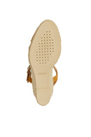 Geox Women Yellow Gelsa Low Wedge Heel Suede Leather Espadrille Sandal | Derimod