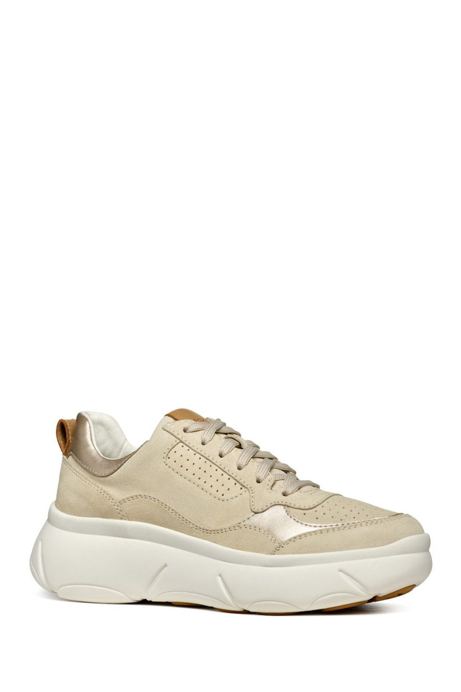 Geox Kadın Bej Nebula 2.0 X Kalın Tabanlı Bağcıklı Deri Sneaker
