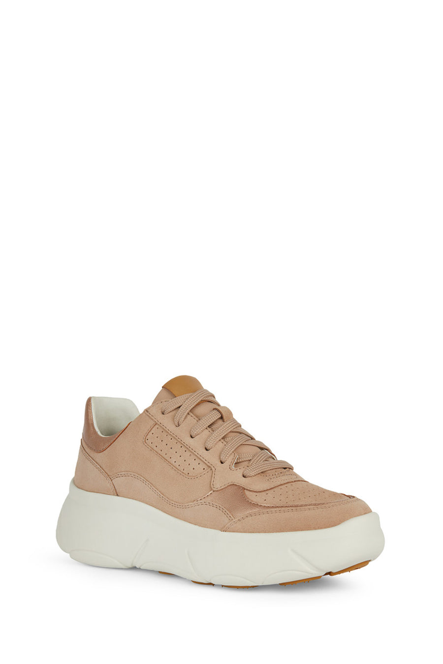 Geox Kadın Bej Nebula Bağcıklı Kalın Tabanlı Deri Sneaker