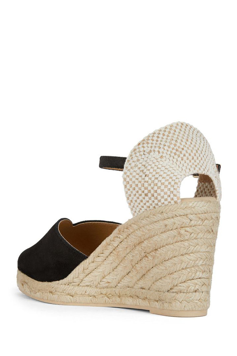 Geox Women's Black Gelsa Ankle Strap Wedge Heel Espadrille