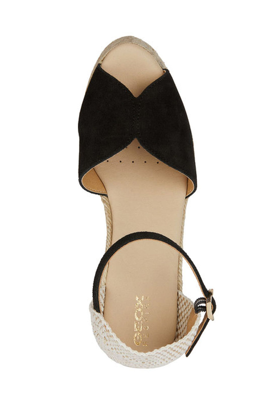 Geox Women's Black Gelsa Ankle Strap Wedge Heel Espadrille
