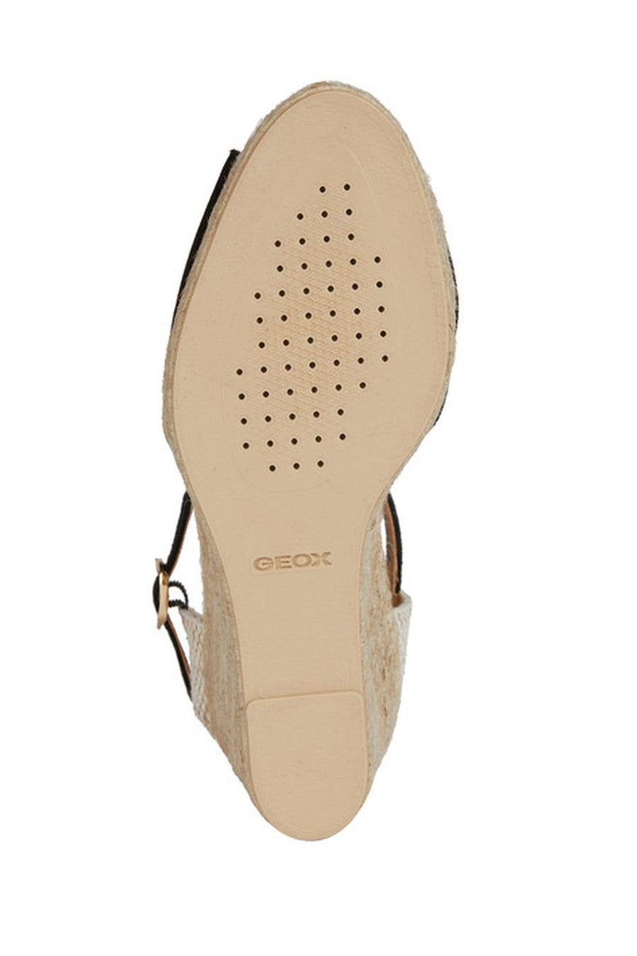 Geox Women's Black Gelsa Ankle Strap Wedge Heel Espadrille