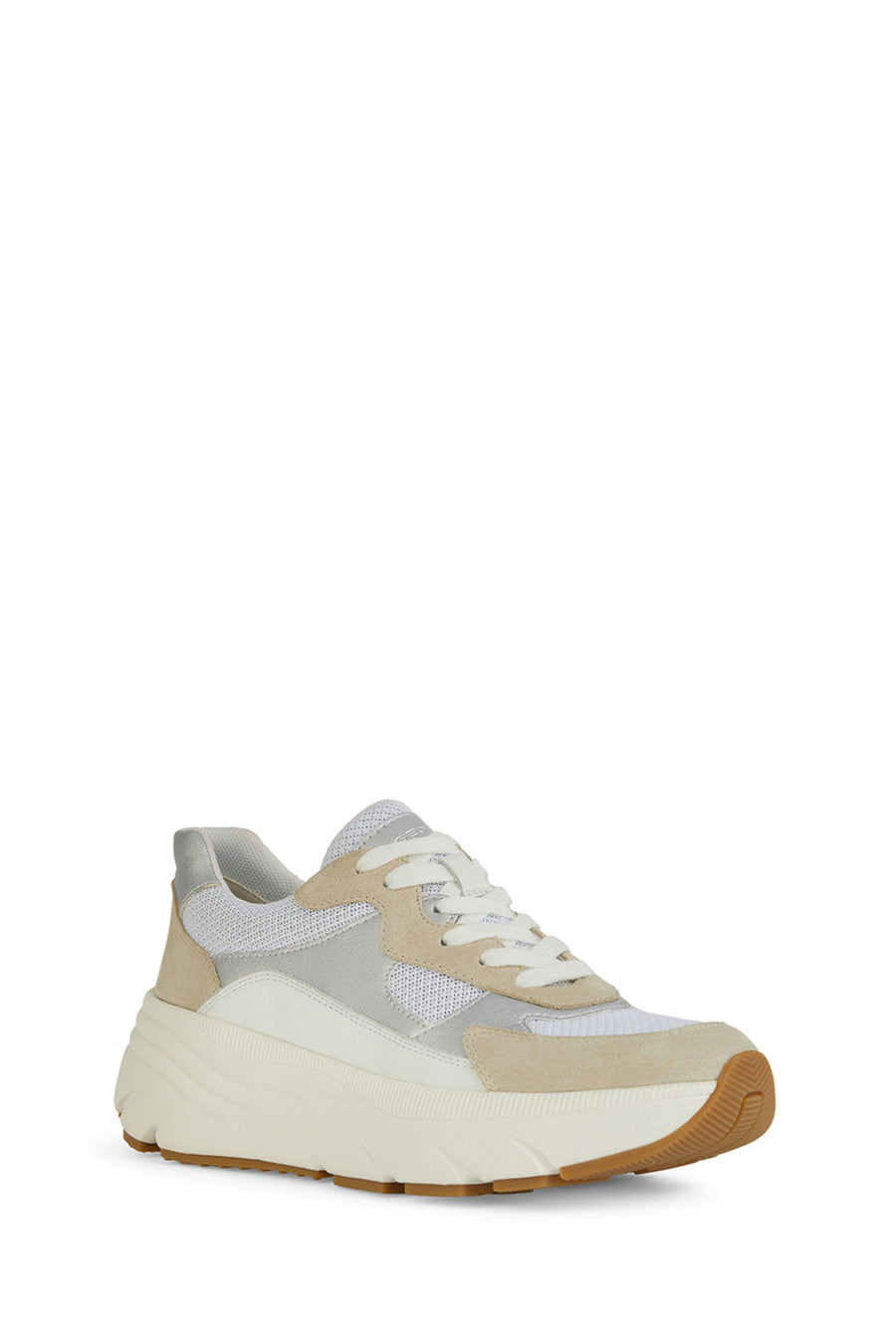 Geox Kadın Beyaz Bağcıklı Kalın Tabanlı Deri Sneaker