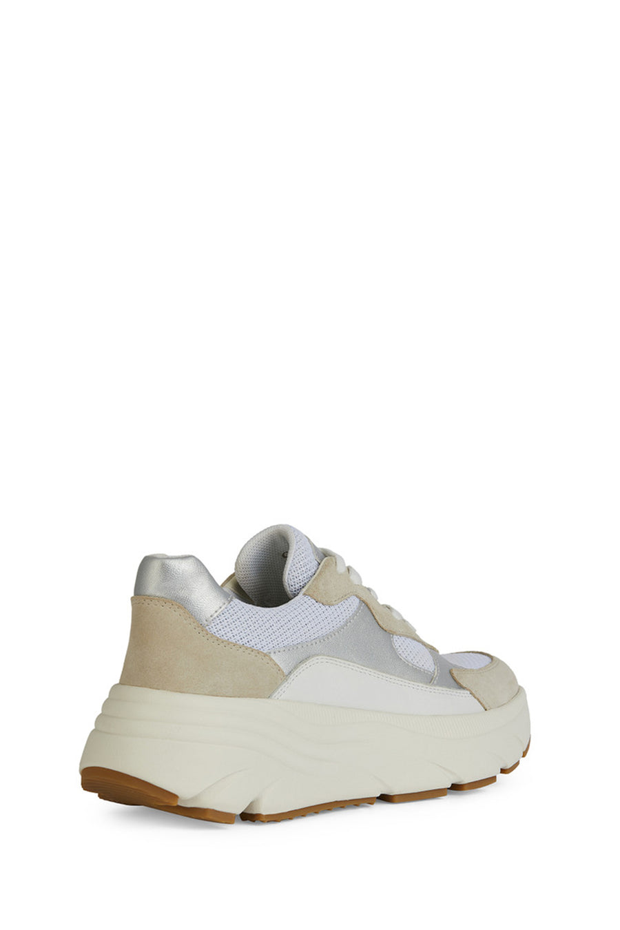 Geox Kadın Beyaz Bağcıklı Kalın Tabanlı Deri Sneaker