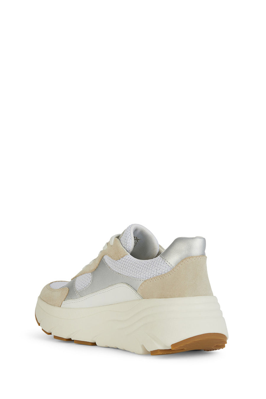 Geox Kadın Beyaz Bağcıklı Kalın Tabanlı Deri Sneaker