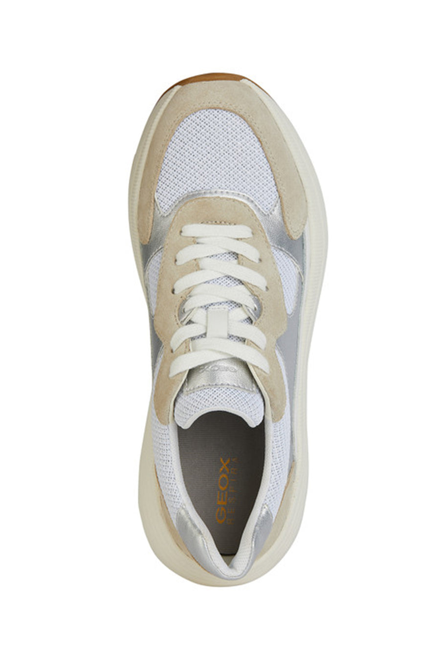 Geox Kadın Beyaz Bağcıklı Kalın Tabanlı Deri Sneaker