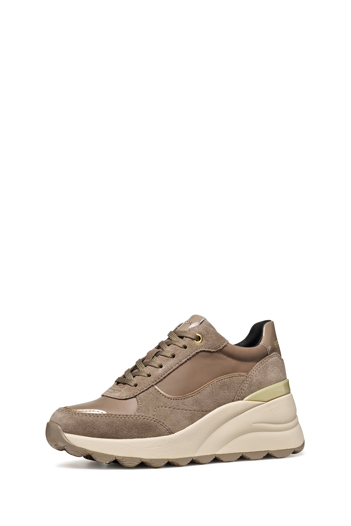 Geox Kadın Vizon D Spherıca Ec13 A - Nappa+Sued Bağcıklı Dolgu Topuklu Deri Spor Sneaker