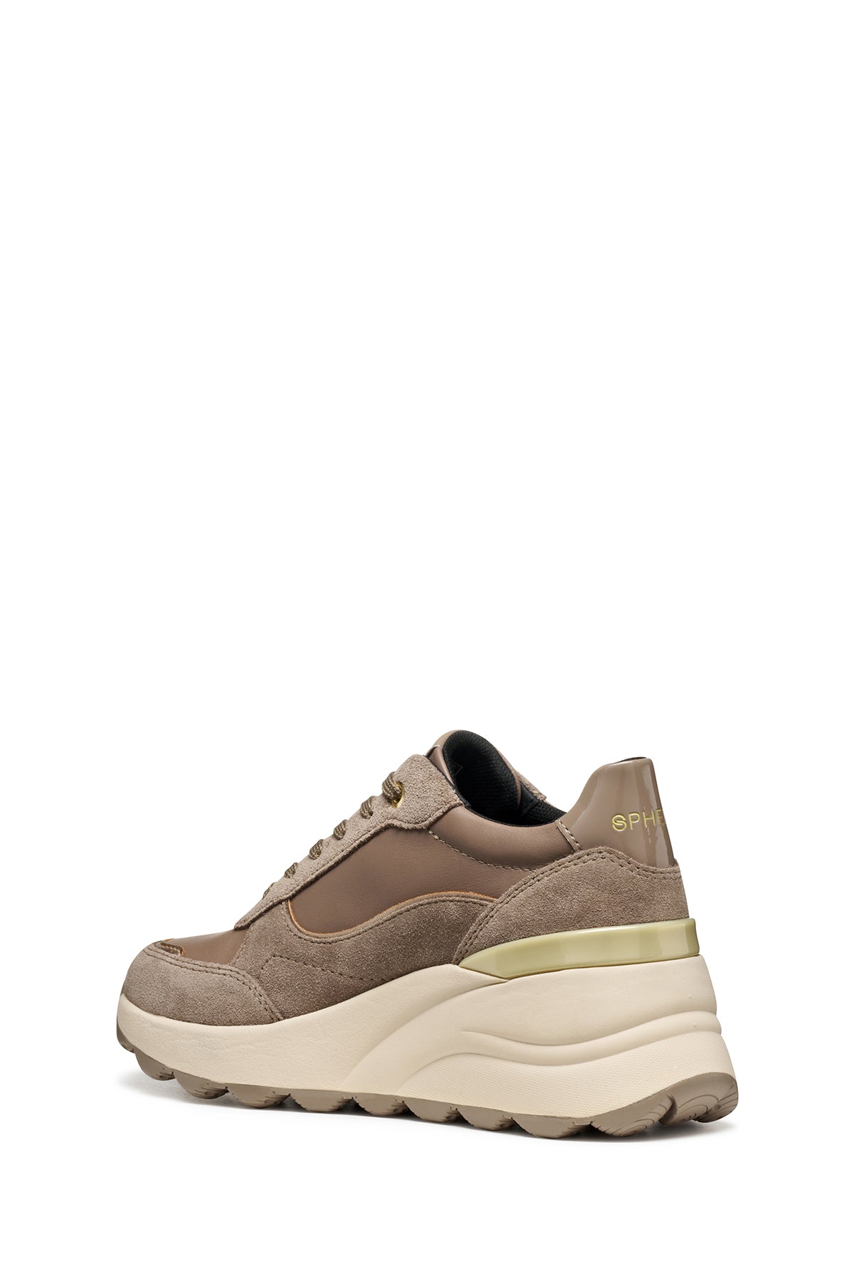 Geox Kadın Vizon D Spherıca Ec13 A - Nappa+Sued Bağcıklı Dolgu Topuklu Deri Spor Sneaker