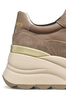 Geox Kadın Vizon D Spherıca Ec13 A - Nappa+Sued Bağcıklı Dolgu Topuklu Deri Spor Sneaker | Derimod