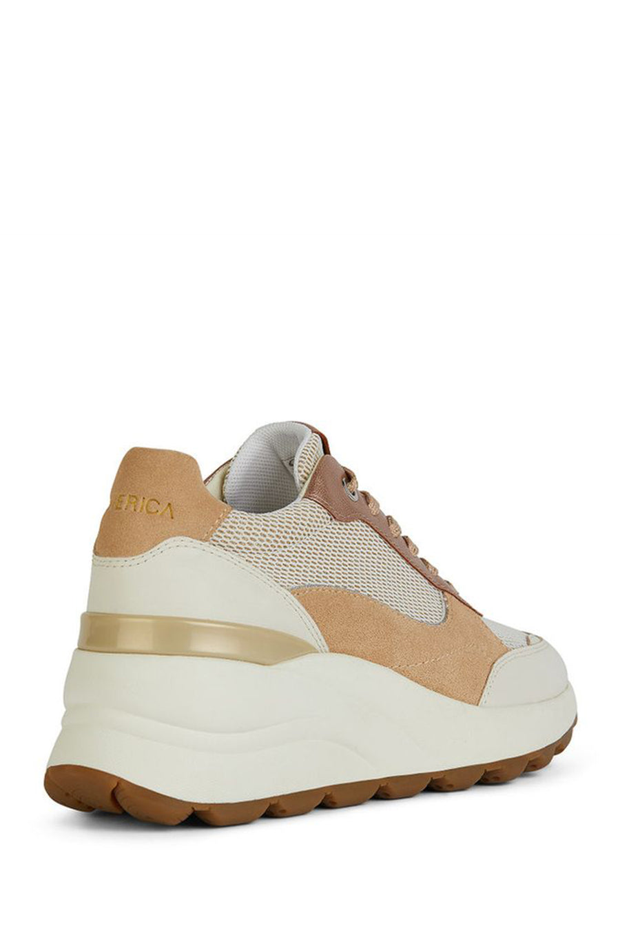 Geox Kadın Bej Spherica Ec13 Kalın Tabanlı Bağcıklı Deri Sneaker