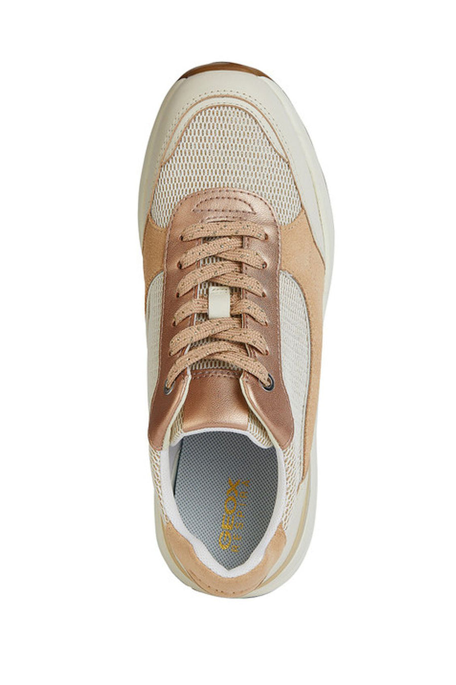 Geox Kadın Bej Spherica Ec13 Kalın Tabanlı Bağcıklı Deri Sneaker