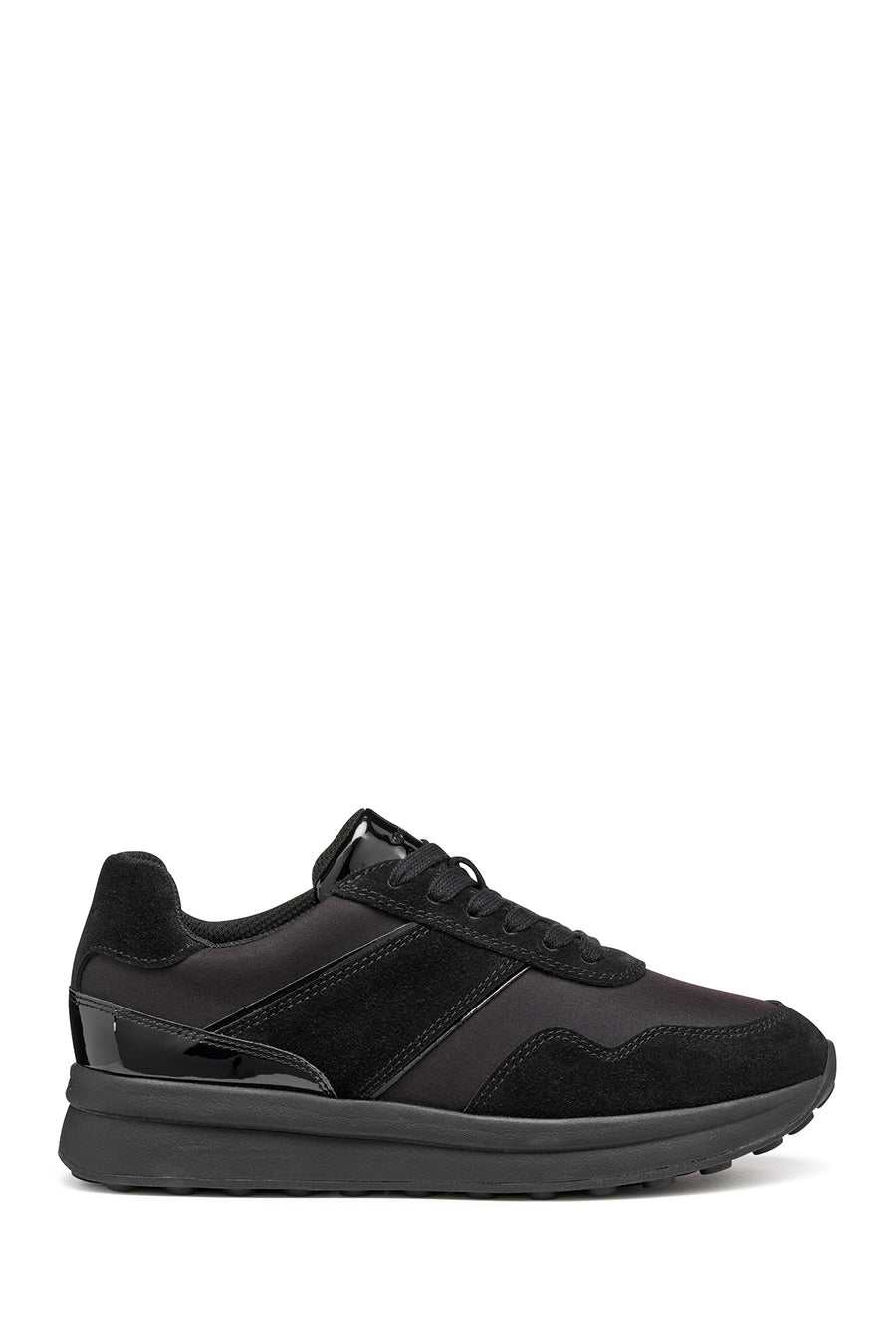 Geox Women Black D Runntıx A - Nylon+Suede Lace-Up Thick-Soled Fabric Sneaker D46RRA0FU22C9999 | Derimod