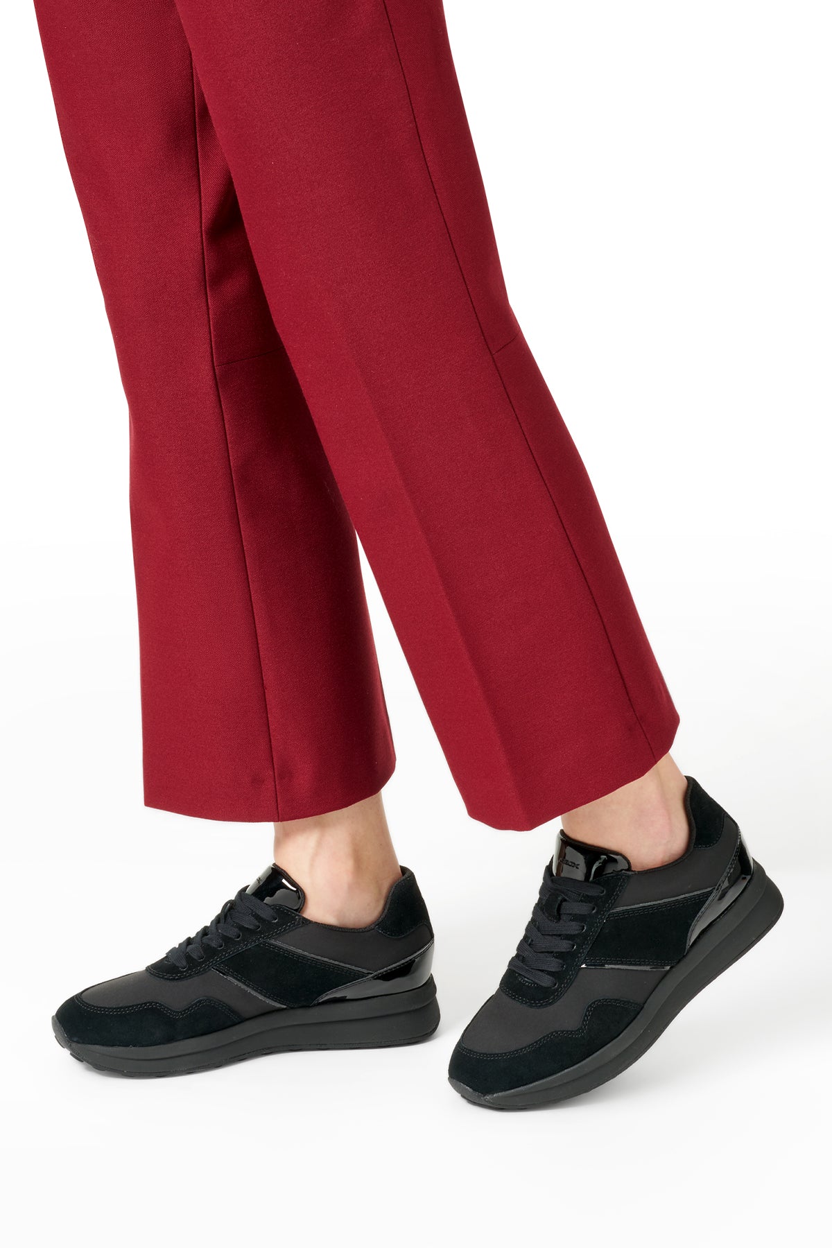 Geox Kadın Siyah D Runntıx A - Nylon+Suede Bağcıklı Kalın Tabanlı Kumaş Sneaker