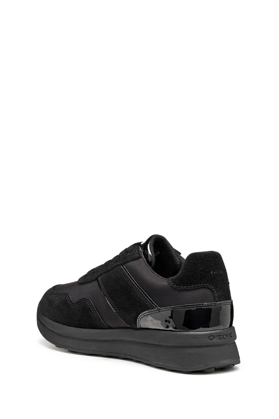 Geox Women Black D Runntıx A - Nylon+Suede Lace-Up Thick-Soled Fabric Sneaker