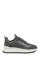 Geox Woman Grey Laced Thick Soled Fabric Sneakers | Derimod