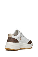 Geox Woman White Thick Sole Lace Up Leather Sneakers | Derimod