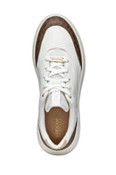 Geox Woman White Thick Sole Lace Up Leather Sneakers | Derimod