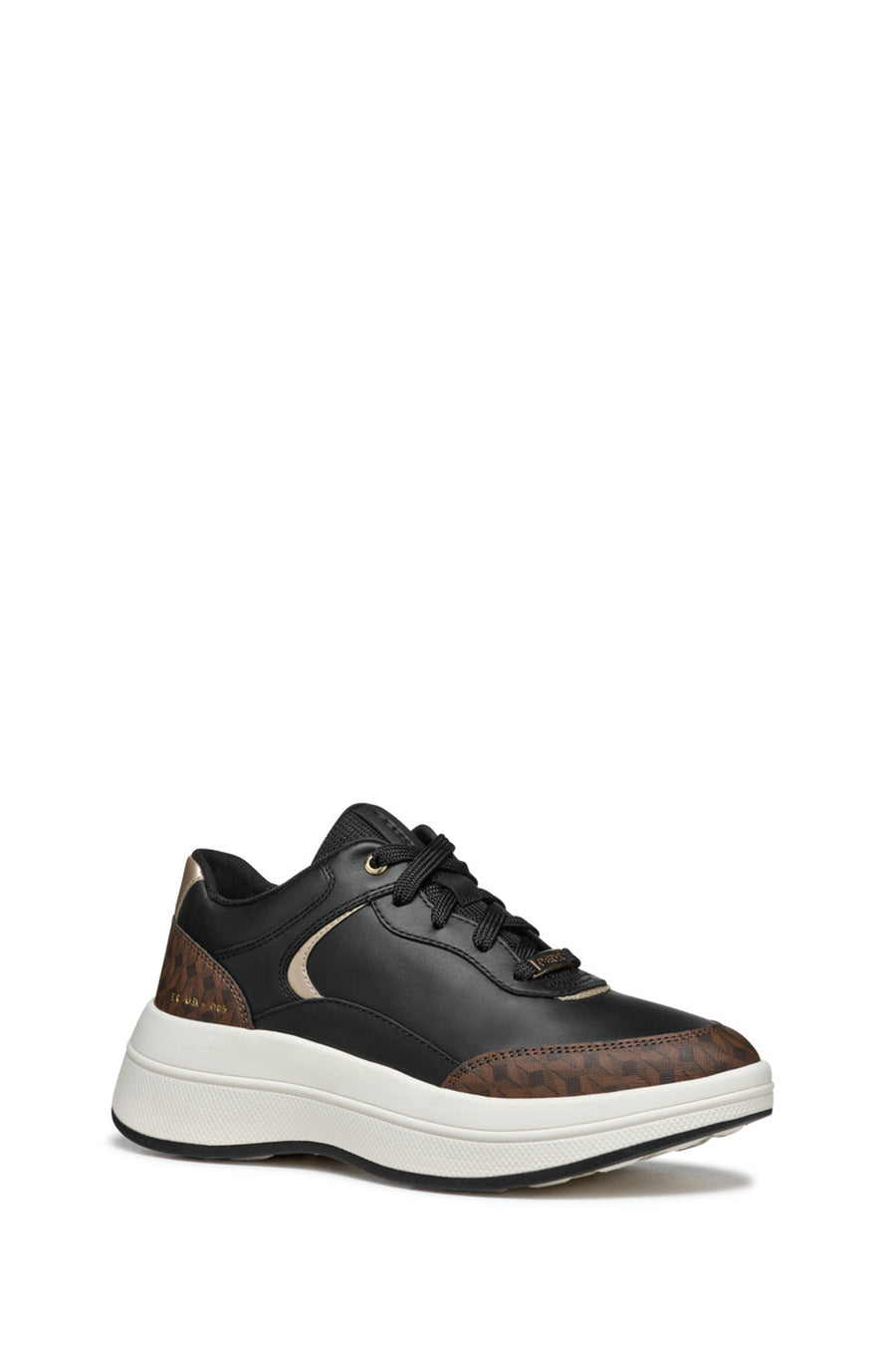 Geox Kadın Siyah Spherica Ecub-3 Bağcıklı Kalın Tabanlı Deri Sneaker