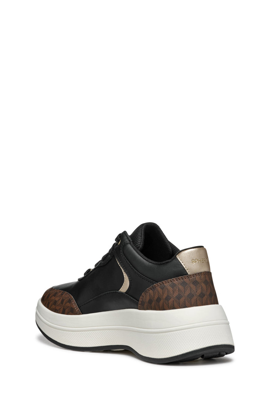 Geox Kadın Siyah Spherica Ecub-3 Bağcıklı Kalın Tabanlı Deri Sneaker