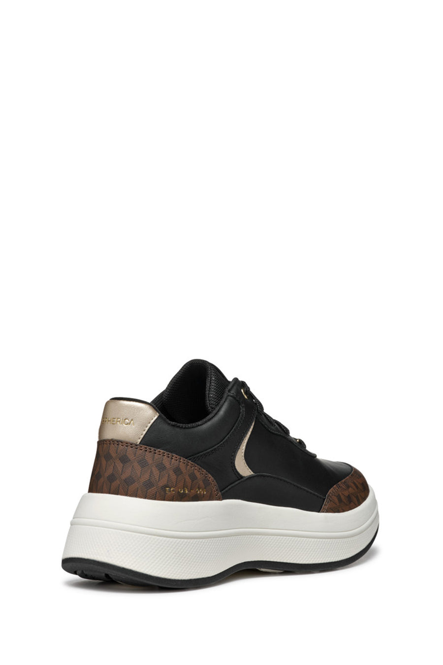 Geox Kadın Siyah Spherica Ecub-3 Bağcıklı Kalın Tabanlı Deri Sneaker