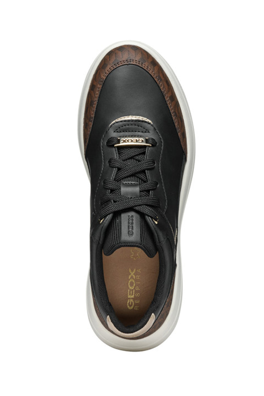 Geox Kadın Siyah Spherica Ecub-3 Bağcıklı Kalın Tabanlı Deri Sneaker