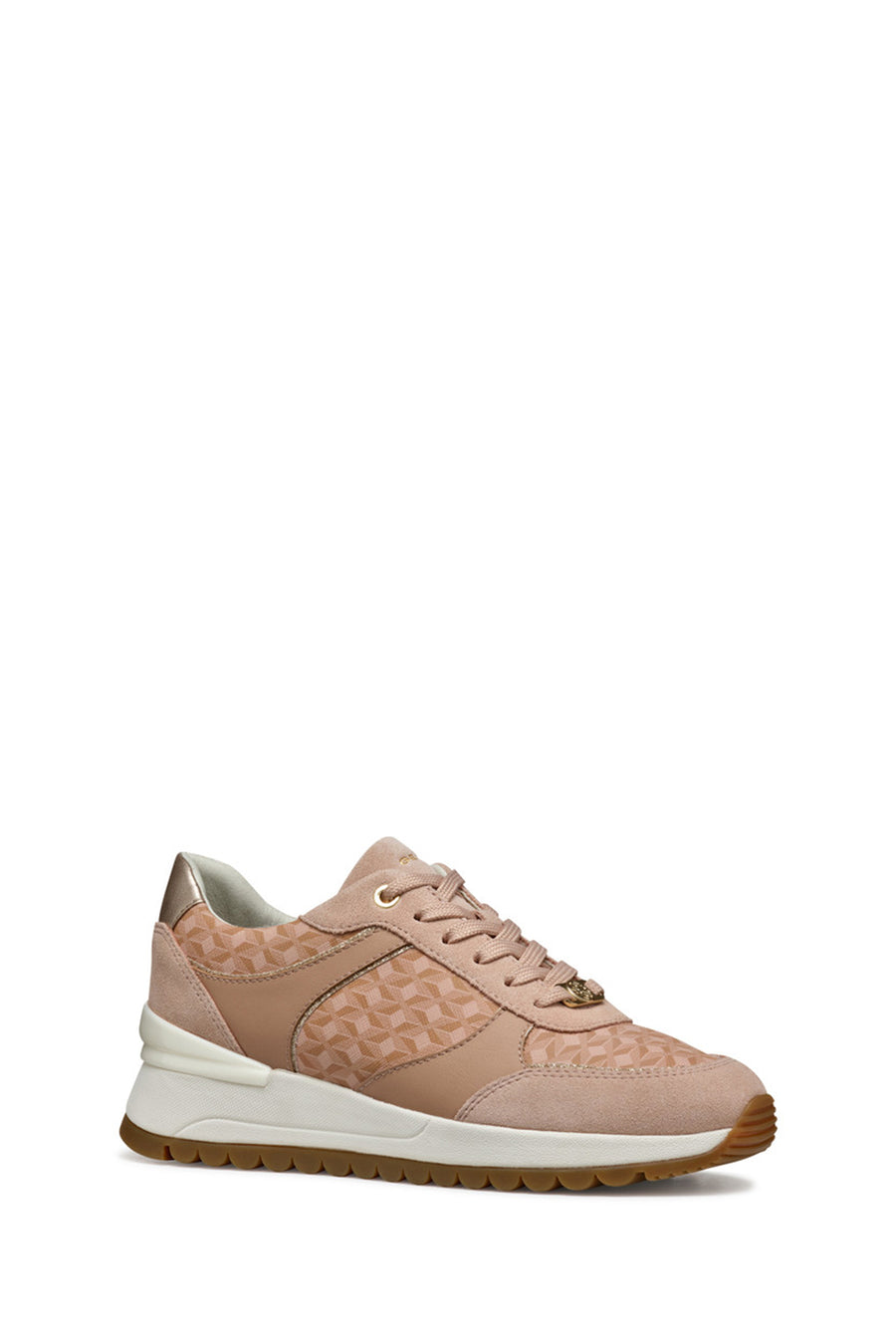 Geox Kadın Bej Bağcıklı Kalın Tabanlı Desenli Deri Sneaker