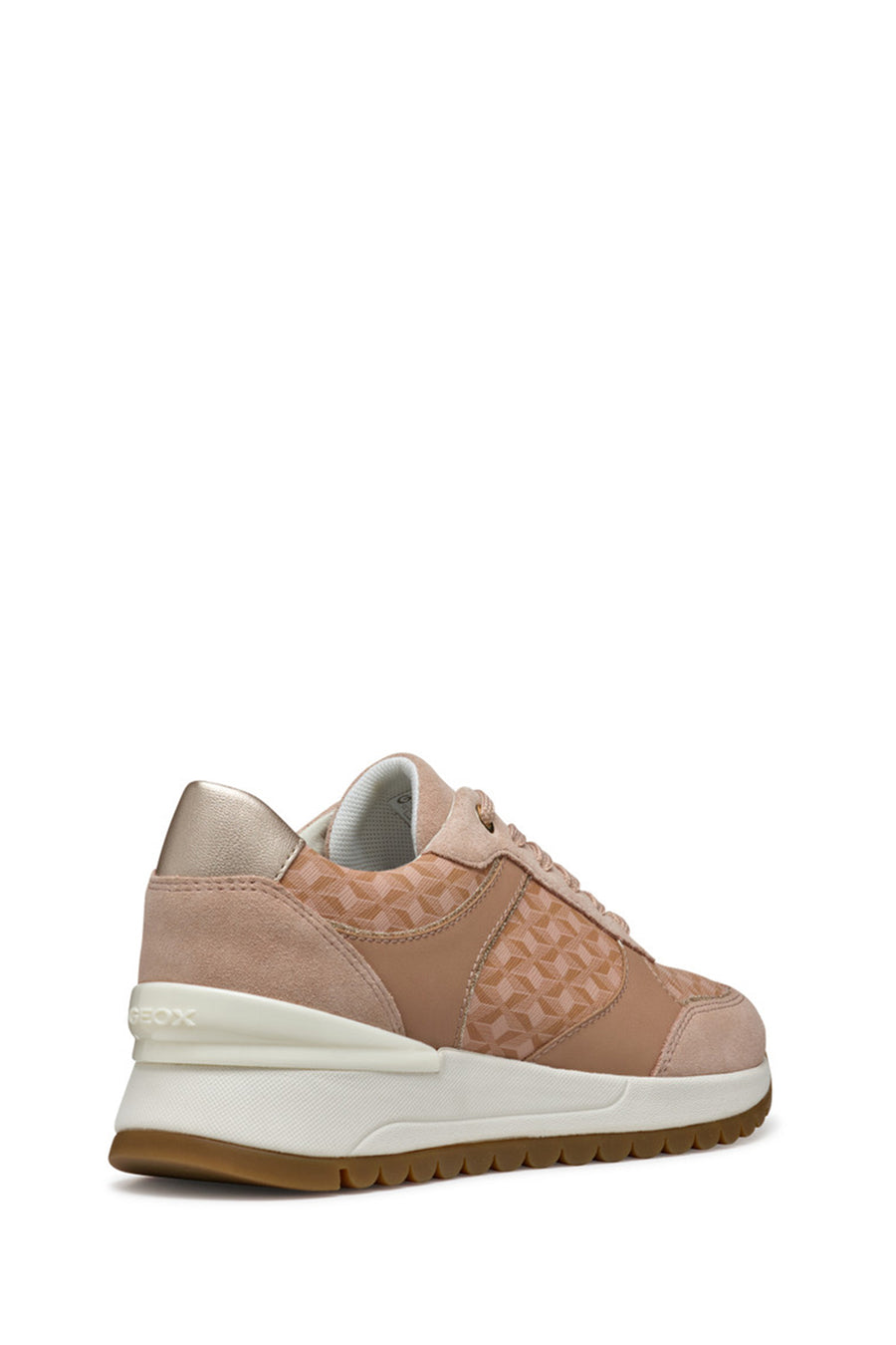 Geox Kadın Bej Bağcıklı Kalın Tabanlı Desenli Deri Sneaker