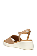 Geox Women Beige Meliconia Wedge Heel Leather Sandal | Derimod