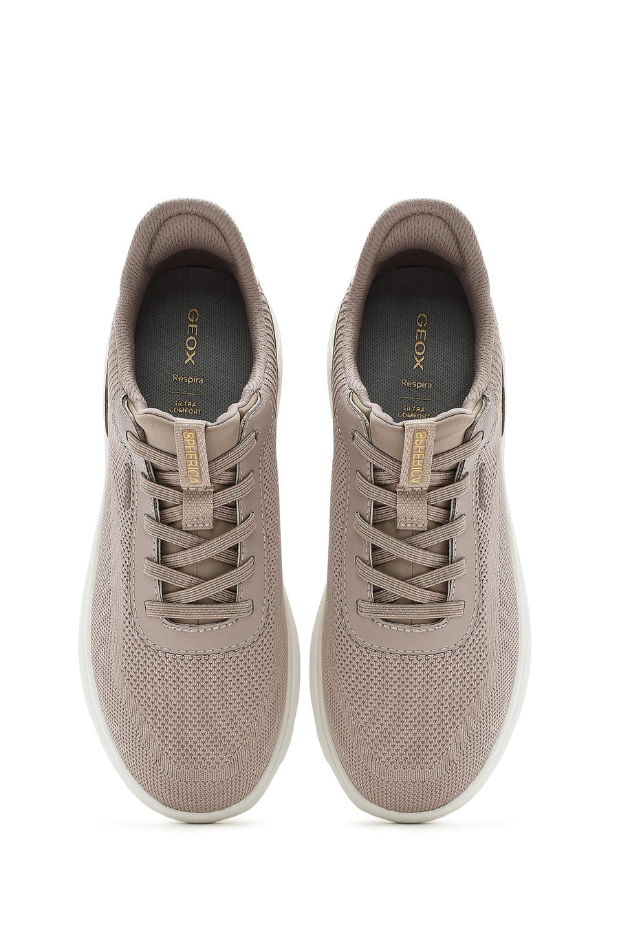 Geox Kadın Bej Spherica Plus Bağcıklı Kalın Tabanlı Kumaş Sneaker
