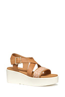 Geox Women Camel D Xand 2.2s Thick Sole Leather Sandals | Derimod