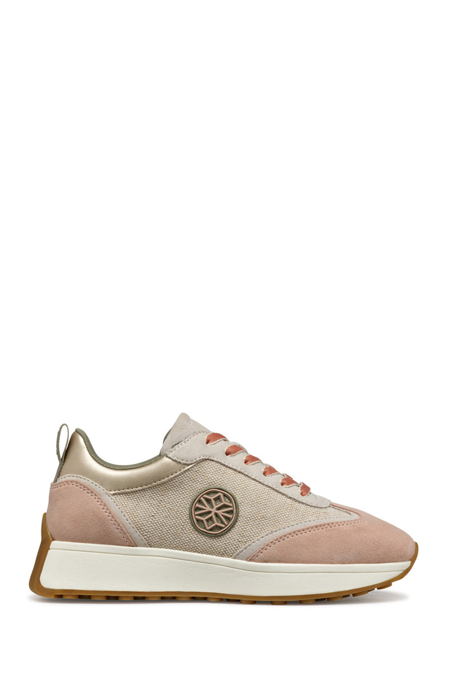 Geox Kadın Bej D Amabel A Bağcıklı Kalın Tabanlı Deri Sneaker D55MDA02211C5VH6 | Derimod