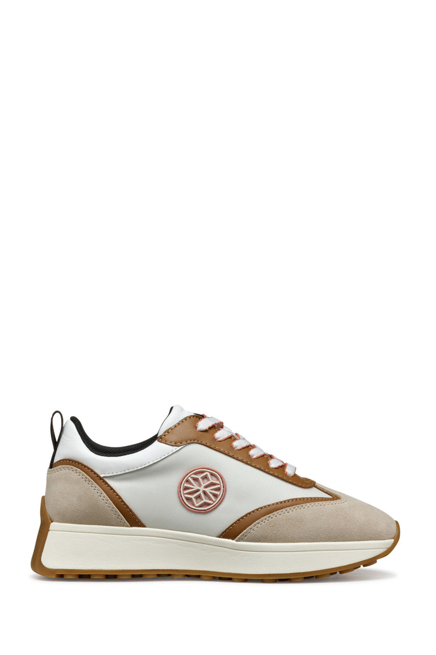 Geox Kadın Bej D Amabel Bağcıklı Kalın Tabanlı Deri Sneaker D55MDA022FUCH61Z | Derimod