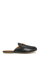 Geox Women Black Palmaria Buckled Leather Slippers | Derimod