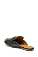 Geox Women Black Palmaria Buckled Leather Slippers | Derimod