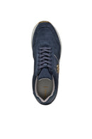 Geox Women Navy Low-Top Lace-Up Thick Sole Suede Leather Sneaker | Derimod