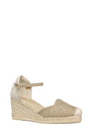 Geox Women Mink Ankle Buckle Wedge Heel Braided Leather Espadrille | Derimod