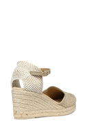 Geox Women Mink Ankle Buckle Wedge Heel Braided Leather Espadrille | Derimod