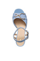 Geox Women Blue New Eraklia 80 Ankle Buckle Thick Heel Suede Leather Sandal | Derimod
