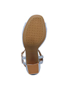 Geox Women Blue New Eraklia 80 Ankle Buckle Thick Heel Suede Leather Sandal | Derimod