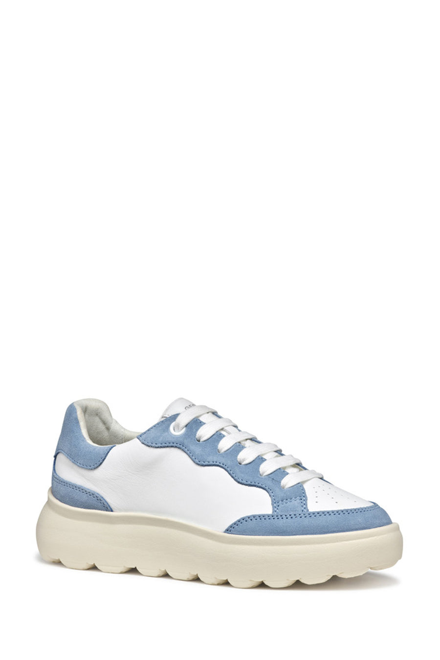 Geox Kadın Beyaz Spherica Ec4.1 Bağcıklı Kalın Tabanlı Deri Sneaker