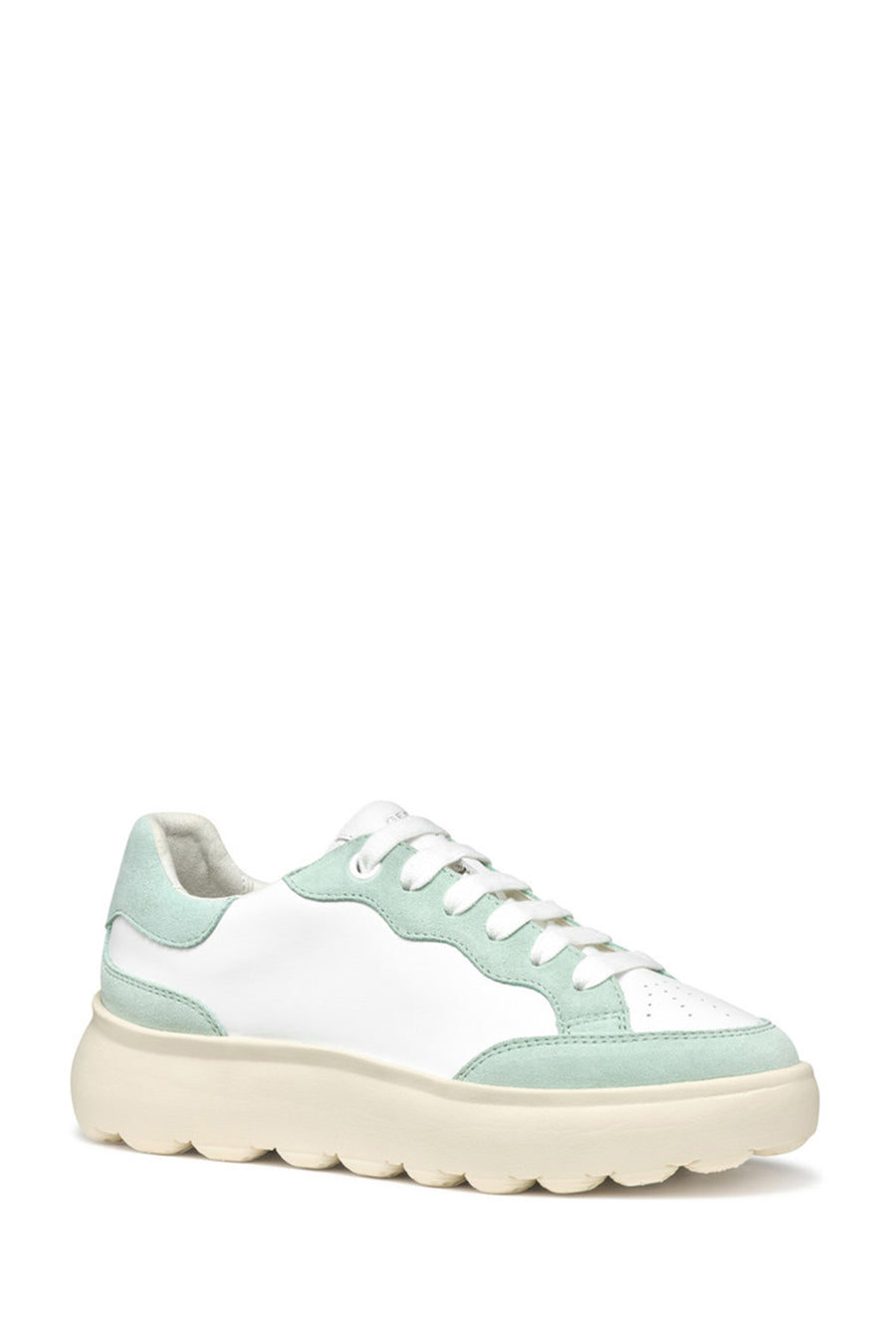 Geox Kadın Beyaz Spherica Ec4.1 Bağcıklı Kalın Tabanlı Deri Sneaker